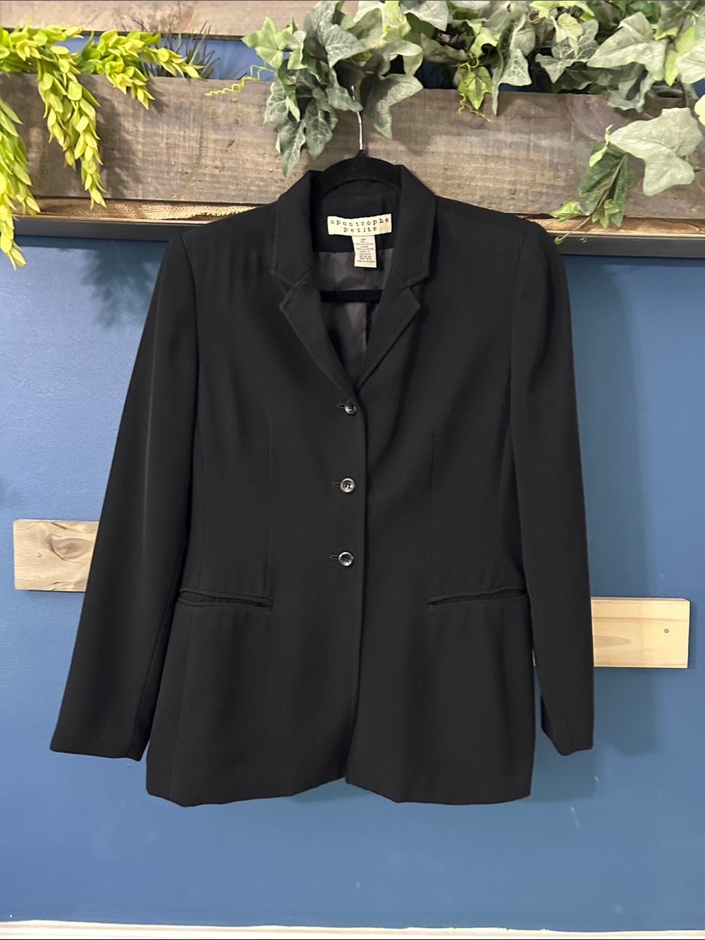 Apostrophe Petite Black Women's Classic Tailored Blazer Sz 8p